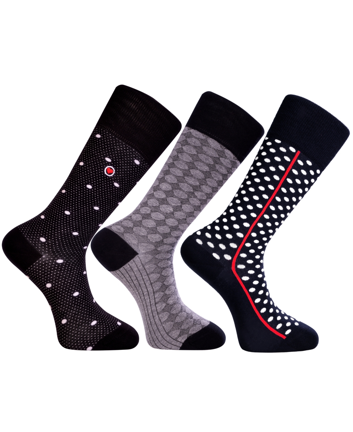 Men's Detroit Bundle Luxury Mid-Calf Dress Socks with Seamless Toe Design, Pack of 3 - Multi Color