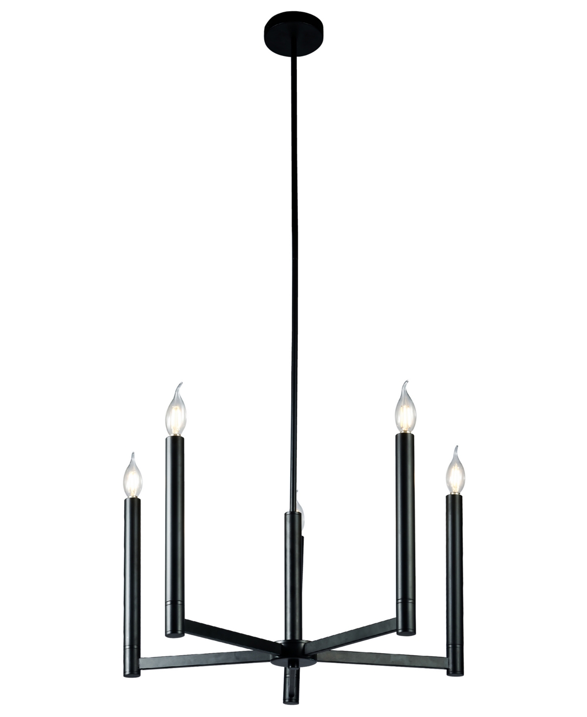 Home Accessories Tayon 24" 5-light Indoor Chandelier With Light Kit In Satin Black