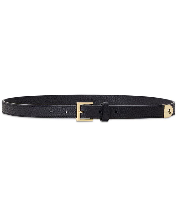 Lauren Ralph Lauren Women's Pebbled Leather Skinny Belt - Macy's