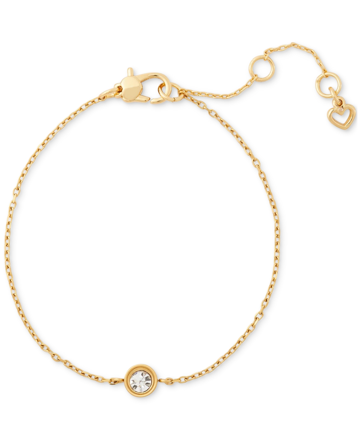 Kate Spade Gold-tone Solitaire Imitation Pearl Link Bracelet In Clear,gold