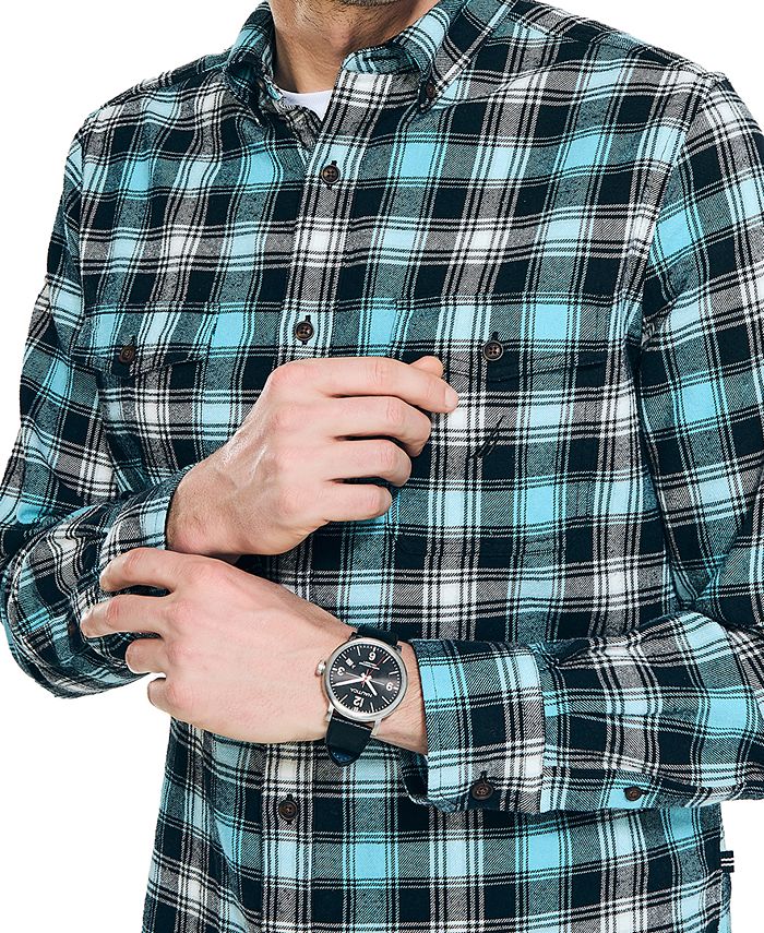 Nautica Men's Double Pocket Plaid Flannel Shirts Macy's