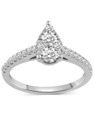 Macy's - Diamond Teardrop Cluster Engagement Ring (3/4 ct. t.w.) in 14k White Gold