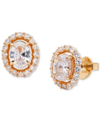 kate spade new york - Gold-Tone Cubic Zirconia Oval Halo Stud Earrings