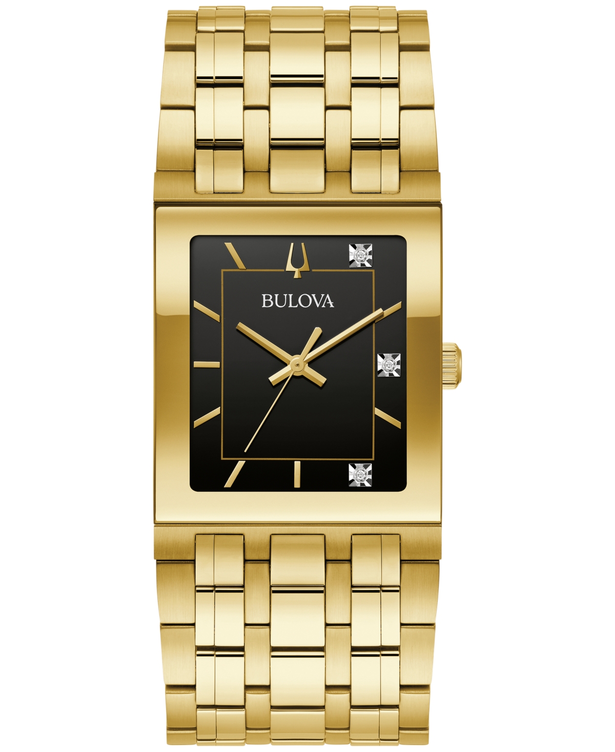 Shop Bulova Men's Marc Anthony Modern Quadra Diamond Accent Gold-tone Stainless Steel Bracelet Watch 30mm