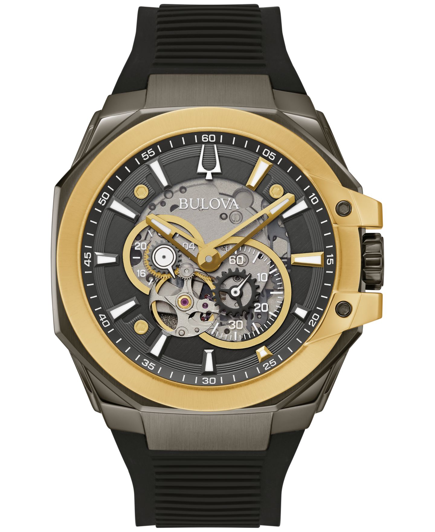 Мужские часы Bulova Marc Anthony Automatic Chronograph Maquina Black Silicone Strap Watch 46mm — фото 1