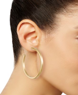 Textured C-Hoop Earrings in 14k Gold Vermeil over Sterling Silver, 2-1/4" (Also in Sterling Silver)