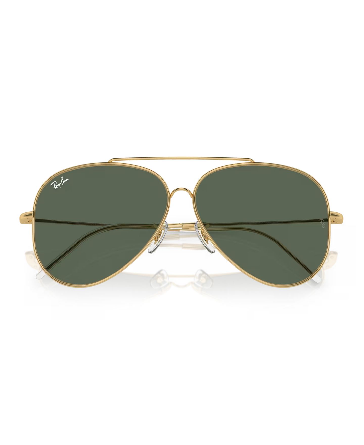 Солнцезащитные очки Ray-Ban Unisex Sunglasses, Aviator Reverse RBR0101, цвет: Золотой / Зелёный — фото 5