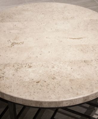 Capri 36" Stone and Metal Base Round Coffee Table
