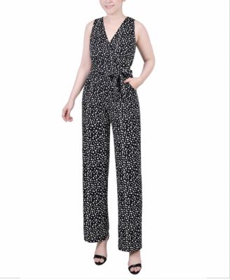 Petite Sleeveless Belted Jumpsuit