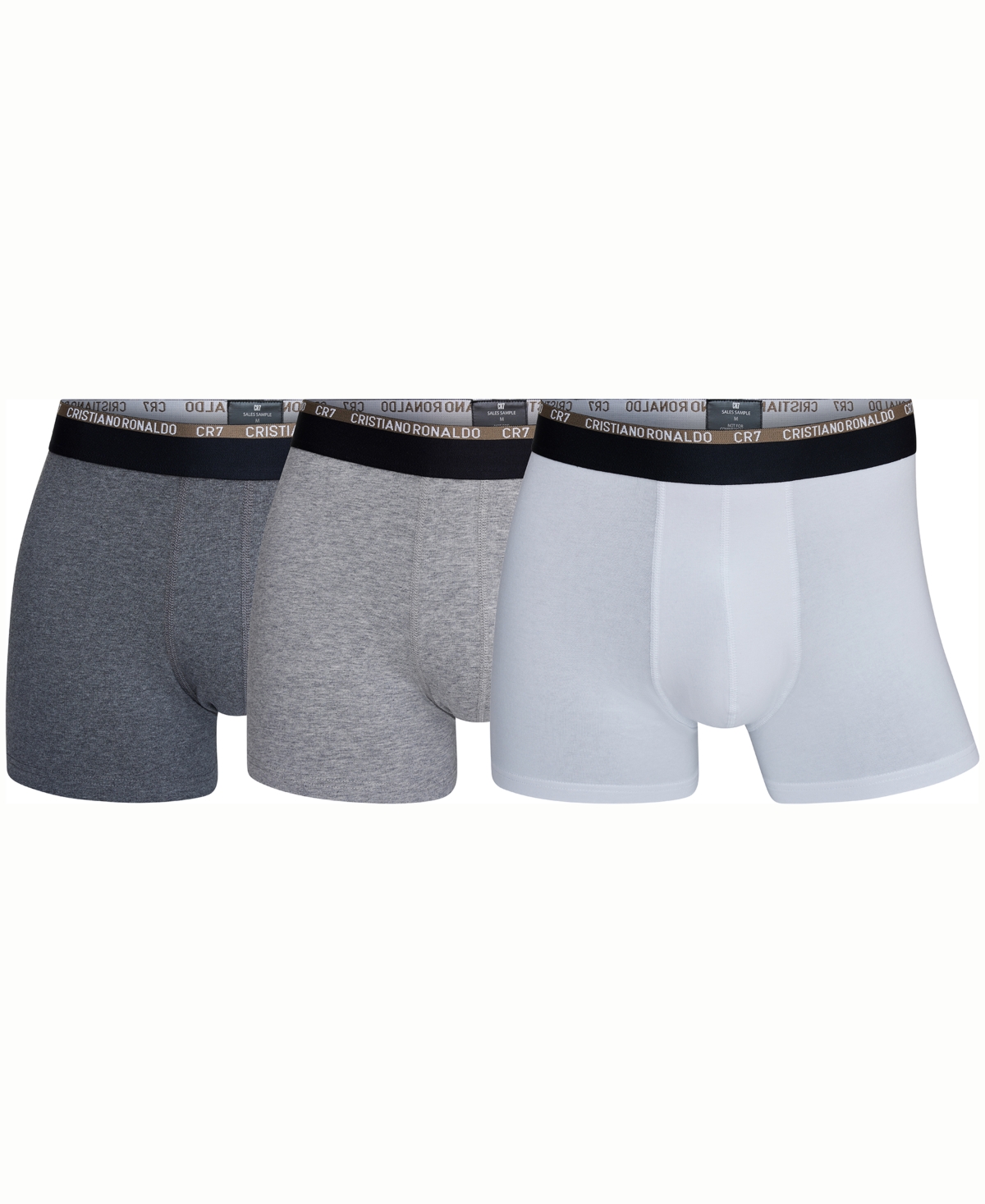 Men's Cotton Blend Trunks, Pack of 3 - Light Gray, Dark Gray, White, Black, Lig