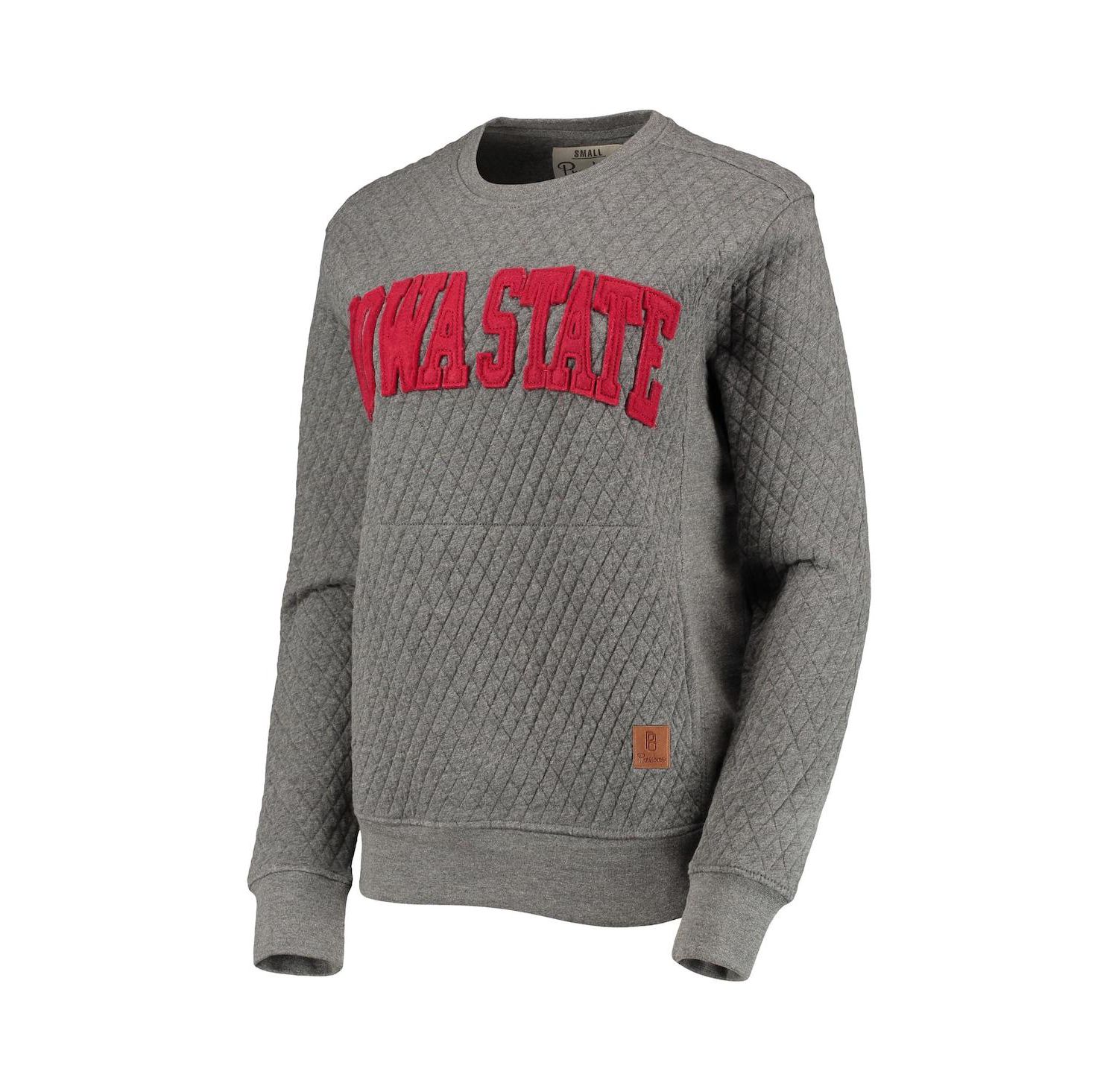 Women's Heather Charcoal Iowa State Cyclones Moose Quilted Pullover Sweatshirt