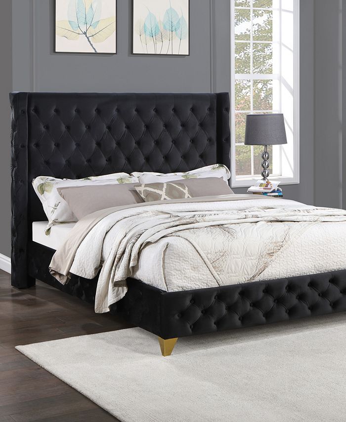 Best Master Furniture Oakdale 57" Wood Frame with Tufted Velvet