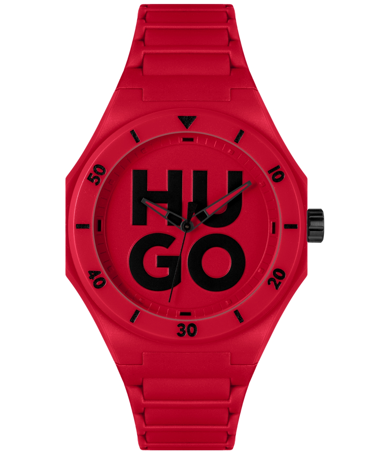 Hugo Red Watch With Tonal Silicone Strap Men's Watches In Assorted-pre-pack