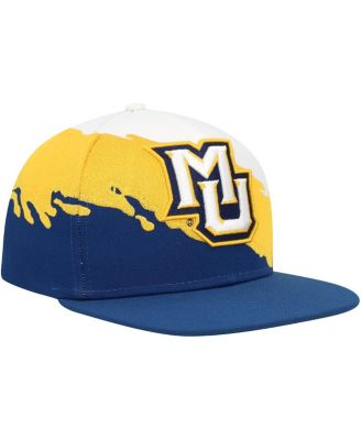 Men's Navy, White Marquette Golden Eagles Paintbrush Snapback Hat