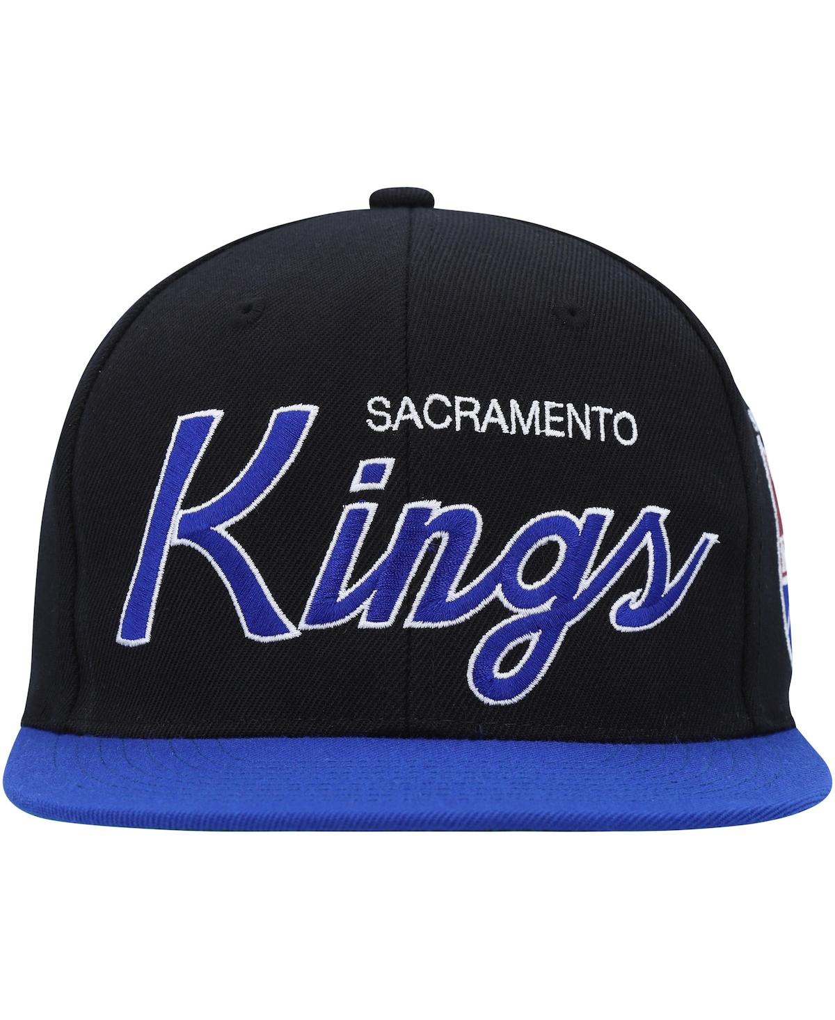 Mitchell & Ness Men's  Black Sacramento Kings Hardwood Classics Mvp Team Script 2.0 Snapback Hat In Black