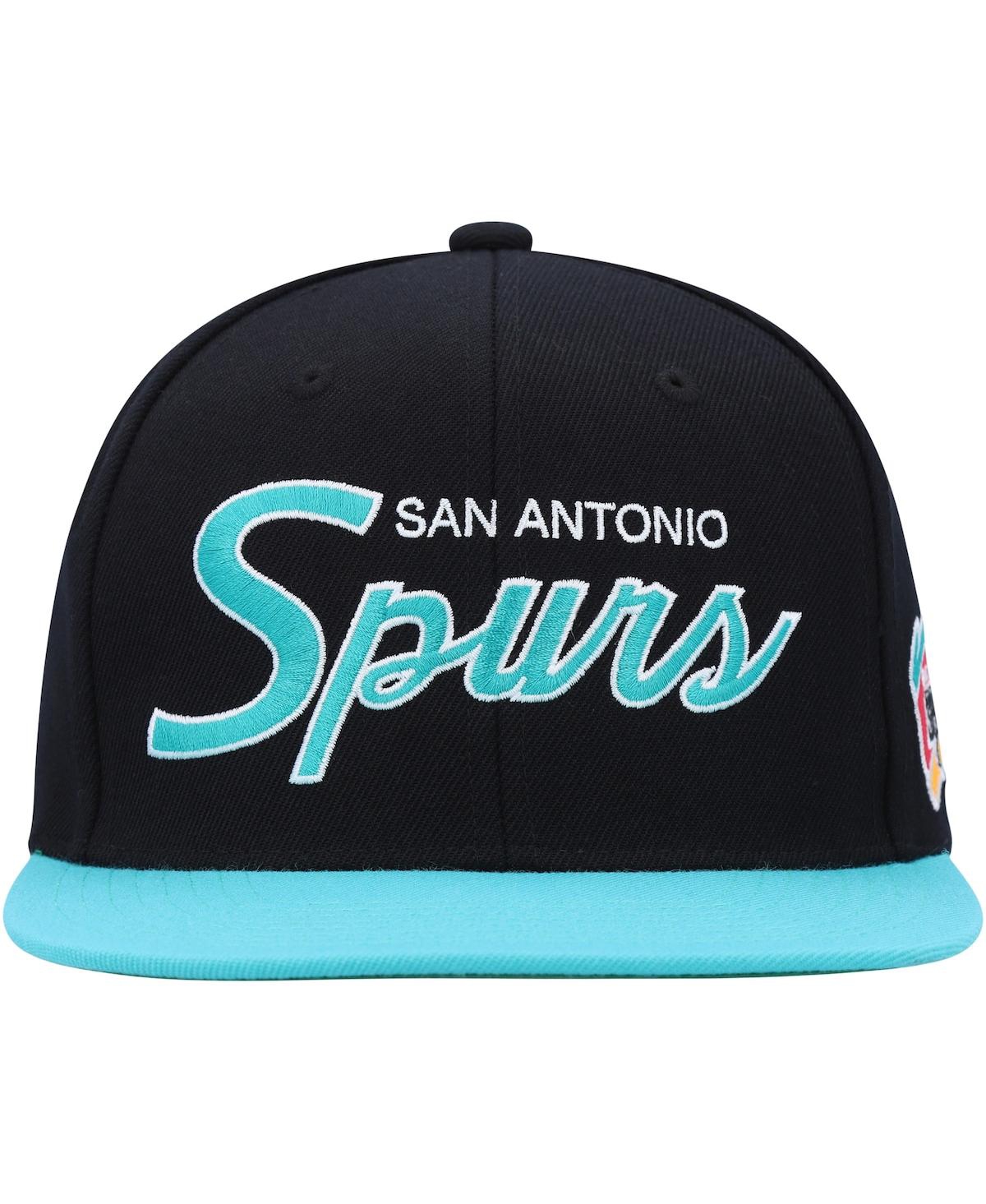 Mitchell & Ness Men's  Black San Antonio Spurs Hardwood Classics Mvp Team Script 2.0 Snapback Hat In Black