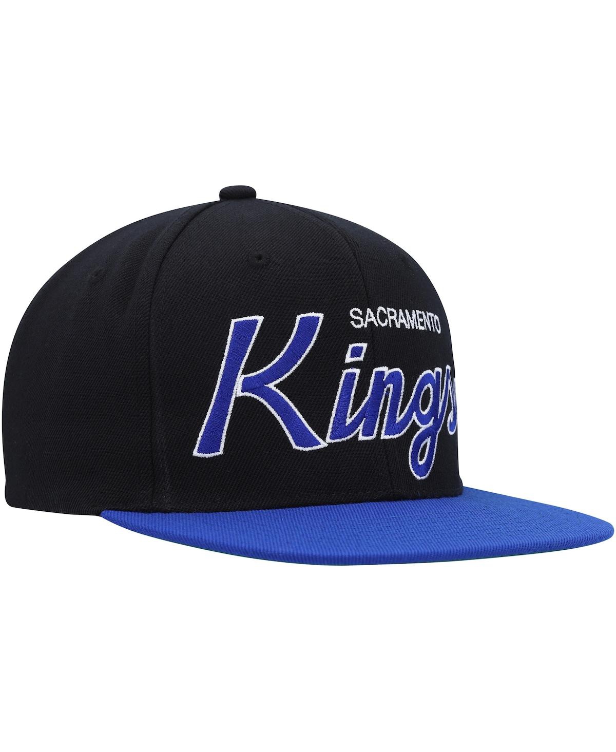 Mitchell & Ness Men's  Black Sacramento Kings Hardwood Classics Mvp Team Script 2.0 Snapback Hat In Black