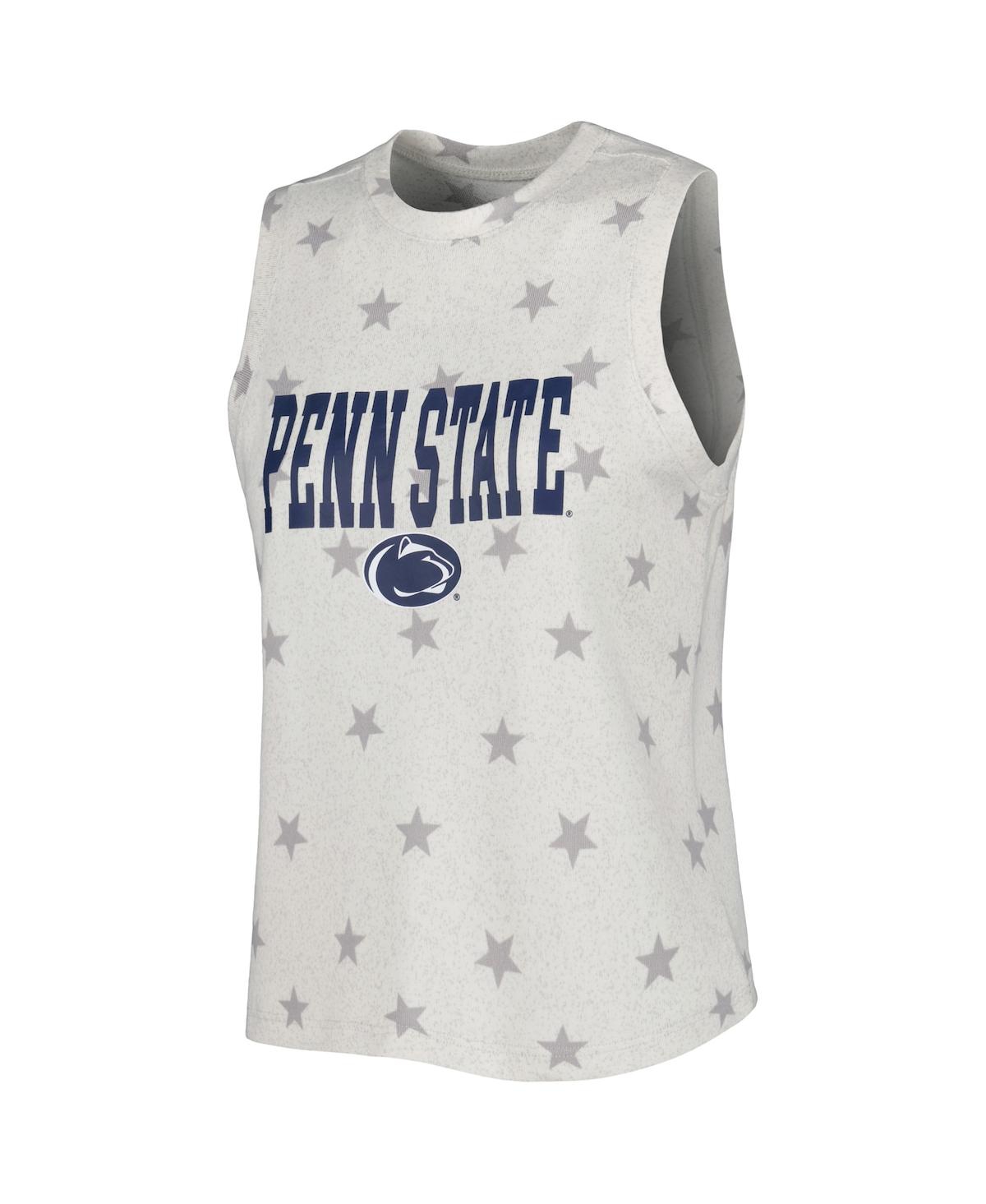 Shop Concepts Sport Women's  Cream Penn State Nittany Lions Agenda Stars Tank Top And Shorts Sleep Set