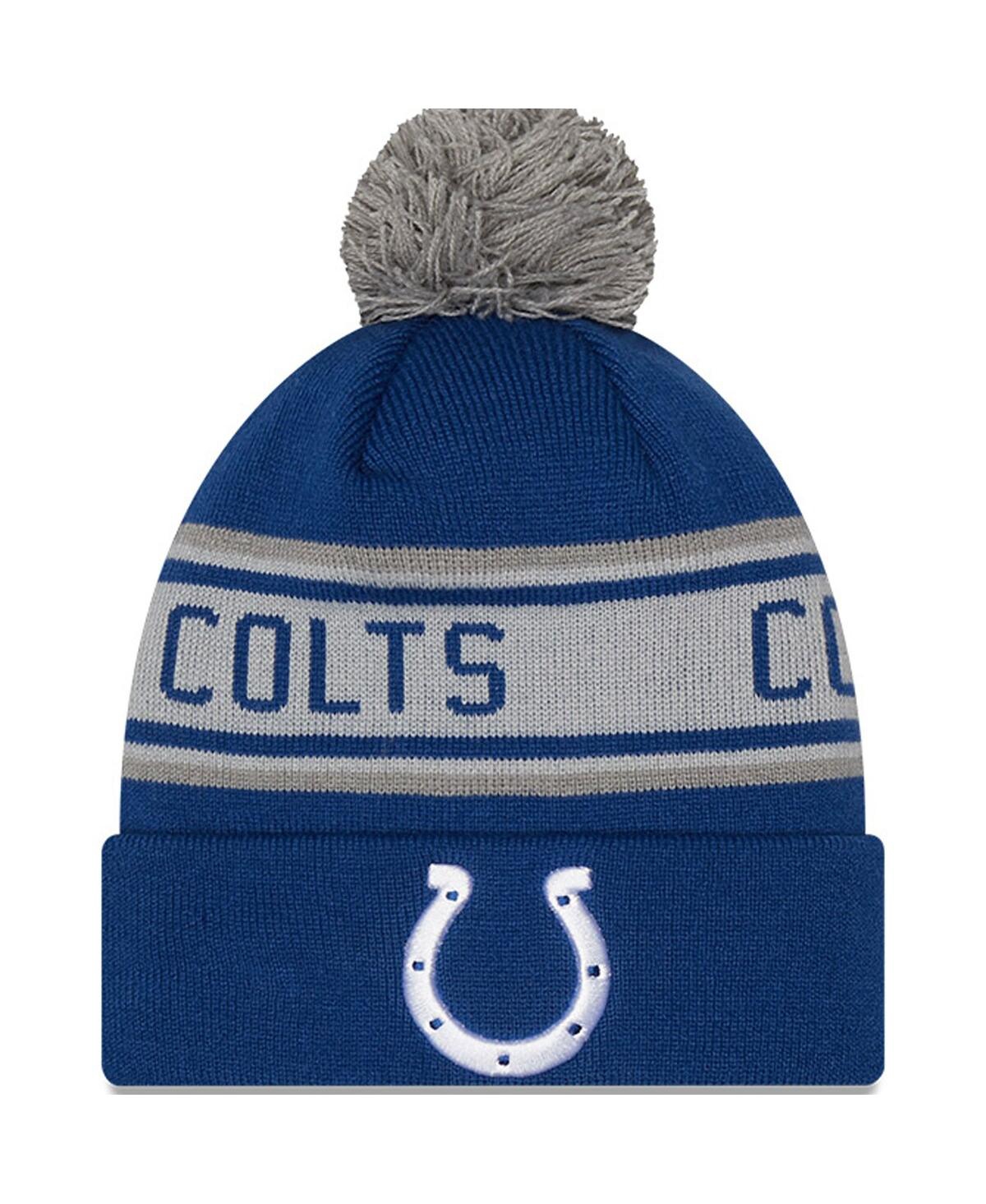 NEW ERA BIG BOYS AND GIRLS NEW ERA ROYAL INDIANAPOLIS COLTS REPEAT CUFFED KNIT HAT WITH POM