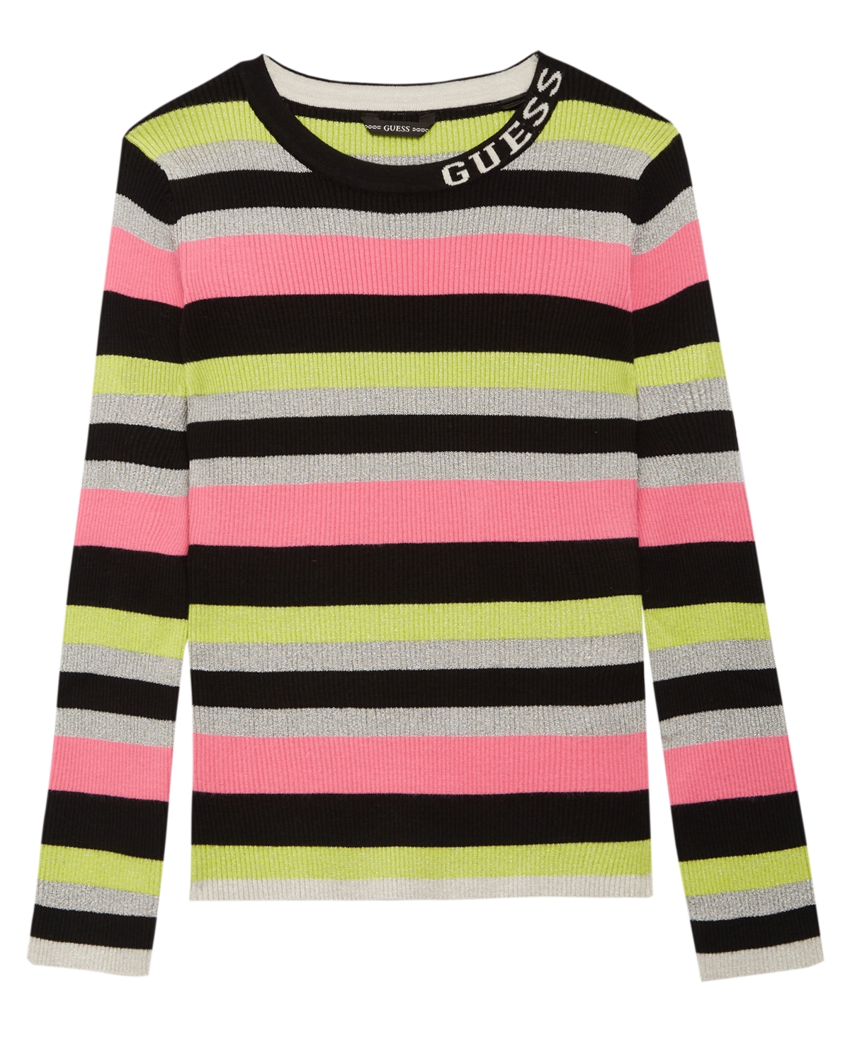 Guess Kids' Big Girls Soft Sweater Knit Lurex Stripped Sweater In Multi