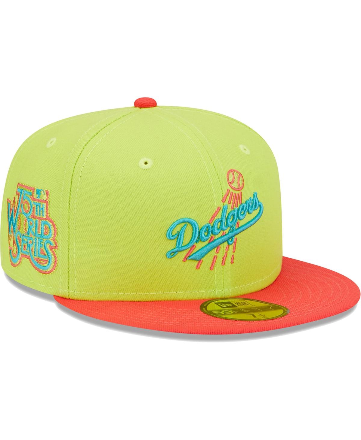NEW ERA MEN'S NEW ERA GREEN, RED LOS ANGELES DODGERS CYBER HIGHLIGHTER 59FIFTY FITTED HAT 