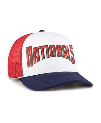 Men's White Washington Nationals Foam Front Script Trucker Snapback Hat
