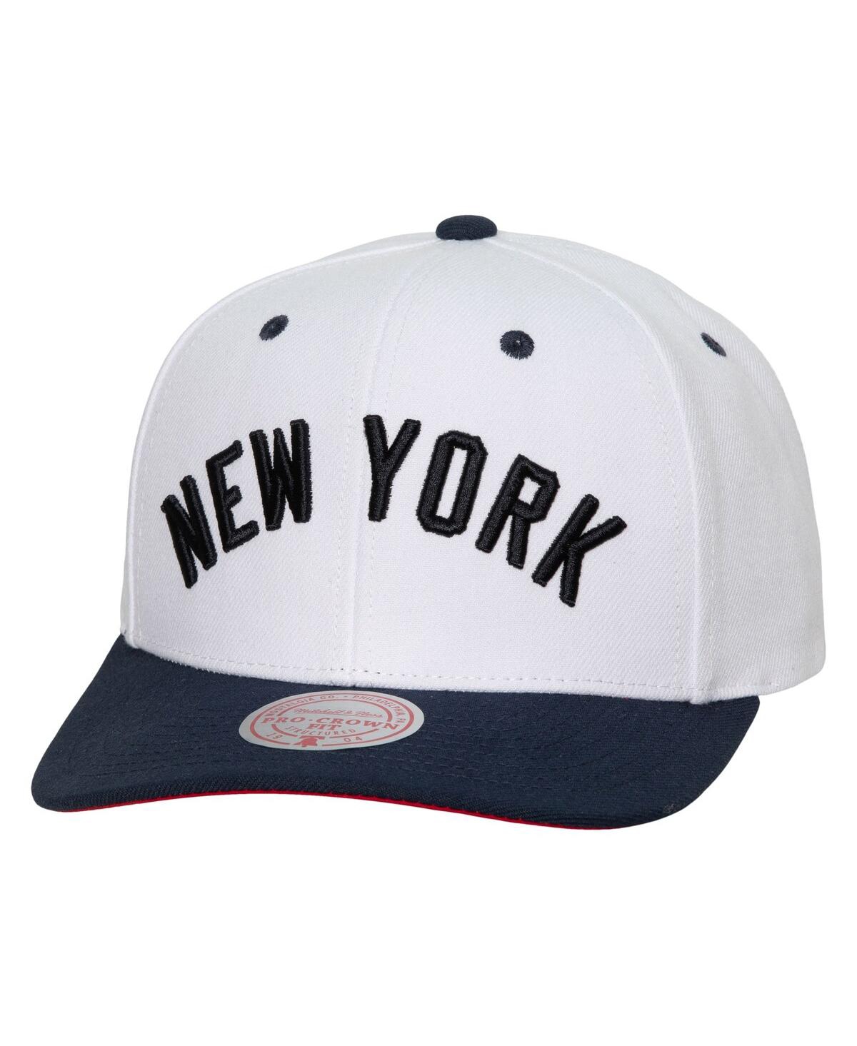 Mitchell & Ness Men's  White New York Yankees Cooperstown Collection Pro Crown Snapback Hat In White/navy