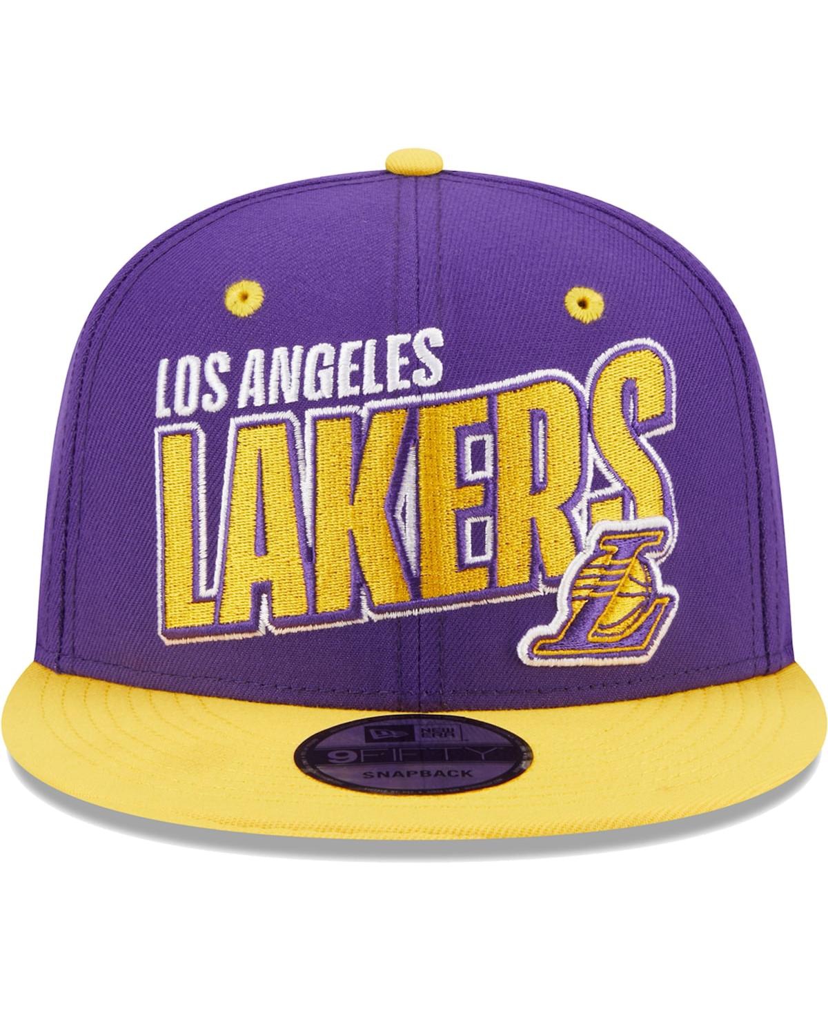 Men's New Era Gold Los Angeles Lakers Stacked Slant 2-Tone 9FIFTY Snapback Hat - Gold