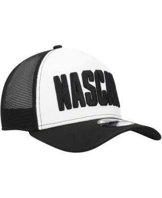 Men's Black, White NASCAR 9FORTY A-Frame Trucker Snapback Hat