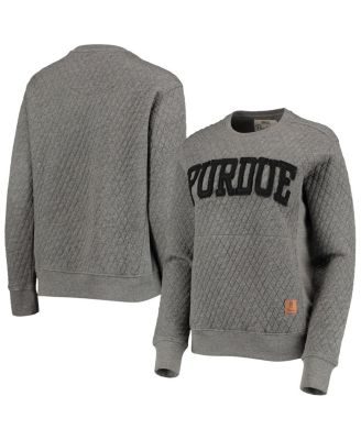 Women's Heather Charcoal Purdue Boilermakers Moose Quilted Pullover Sweatshirt