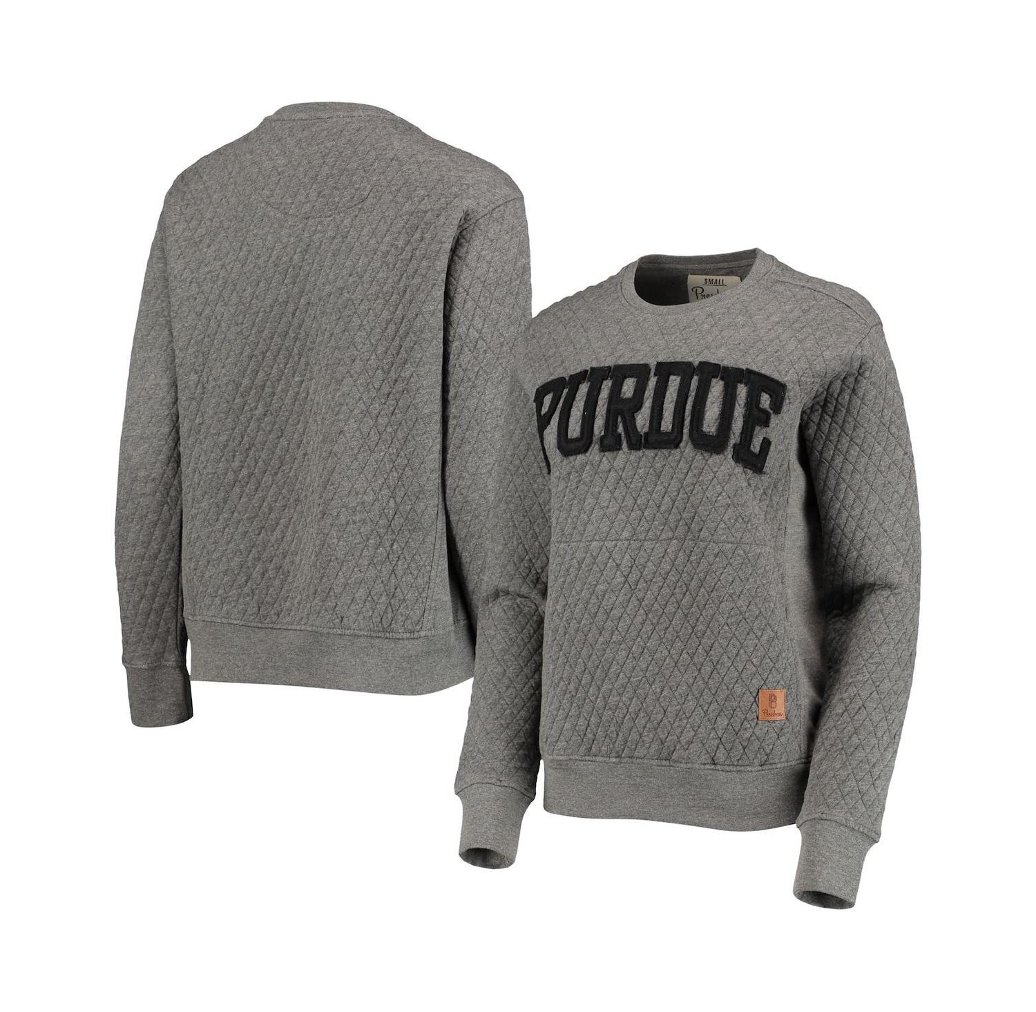 Women's Heather Charcoal Purdue Boilermakers Moose Quilted Pullover Sweatshirt