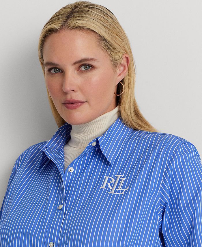 Lauren Ralph Lauren Plus Size Cotton Broadcloth Shirt - Macy's