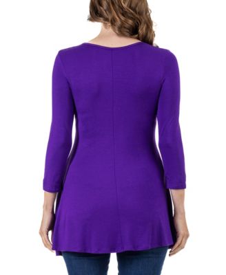 Women's Three Quarter Sleeve V-neck Tunic Top