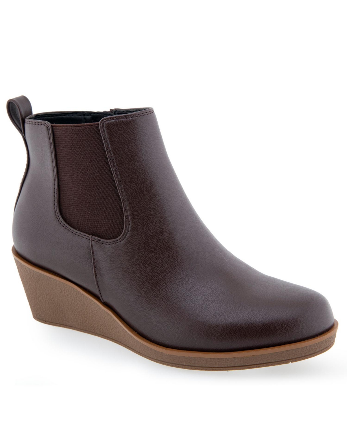 Shop Aerosoles Women's Brandi Wedge Ankle Boots In Brown - Faux Leather