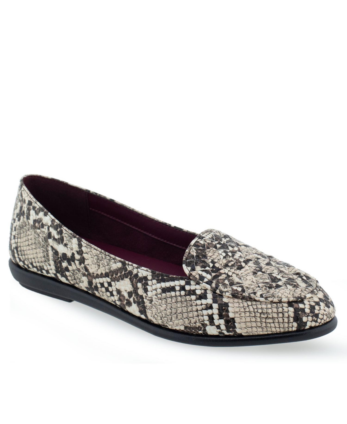 Shop Aerosoles Women's Brielle Casual Flats In Natural Printed Snake - Faux Leather