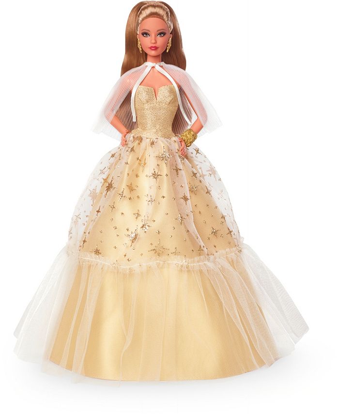 Barbie Signature 2023 Holiday Collector Doll with Golden Gown and Light  Brown Hair - Macy's