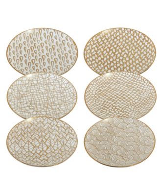 Certified International Mosaic Gold- Silver Tone Canape Plates Set of 6 - Macy's