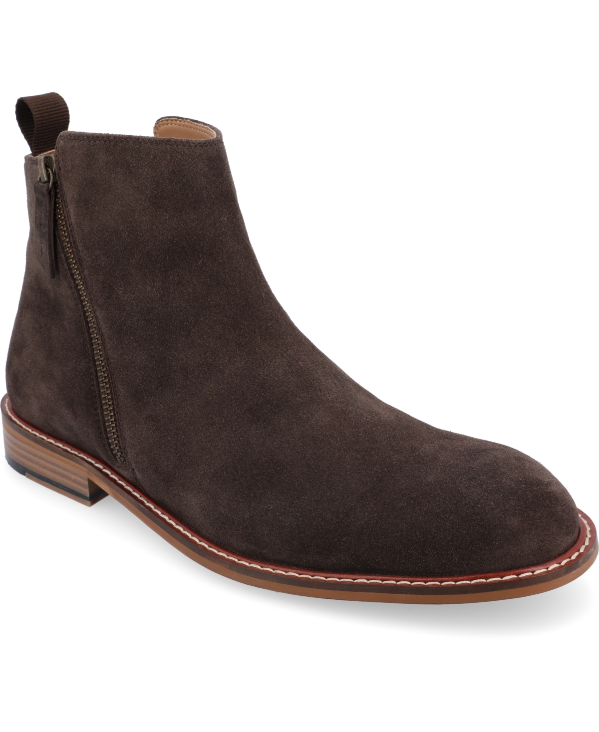 Shop Thomas & Vine Men's Rami Tru Comfort Foam Plain Toe Zip Boots In Brown