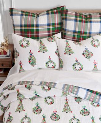 Festive Baubles Plaid 2-Pc. Sham Set, European