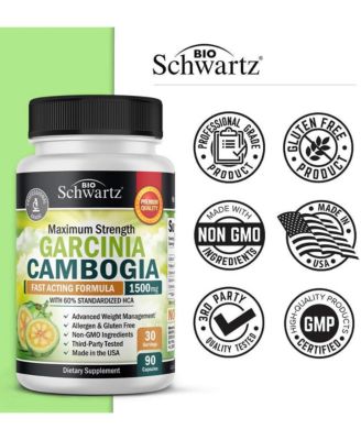 Garcinia Cambogia Weight Loss Pills - 1500mg HCA Pure Extract - Fast Acting Appetite Suppressant - Fat Burner for Women and Men to Help Lose Weight - Carb Blocker Metabolism Diet Pill - 90 Capsules