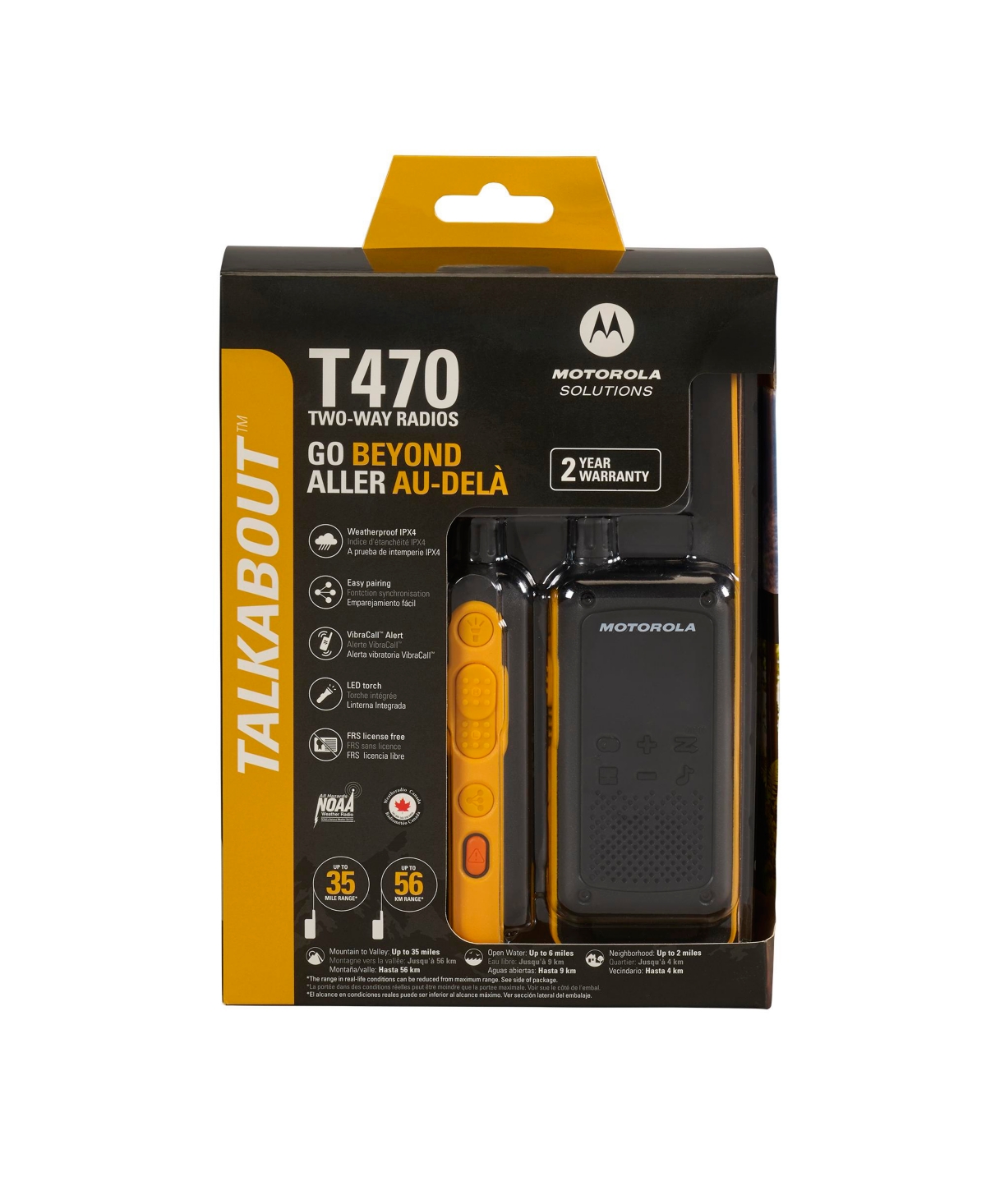 Motorola Solutions T470 35 mi. Two-Way Radio Black/Yellow 2-Pack - Yellow