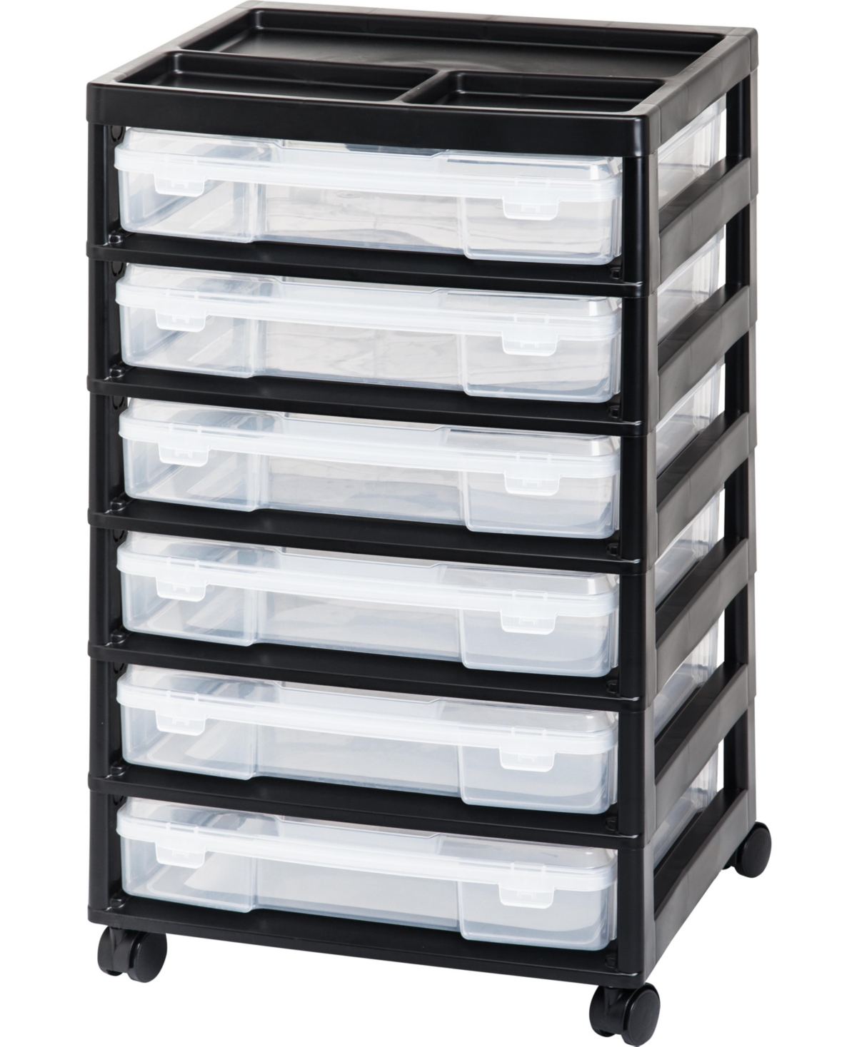 6-Drawer Plastic Storage Cart, Rolling Storage Cart with 6 Drawers, Buckle  & Clear Doors, Stackable Storage Drawer with Organizer Top, Drawer