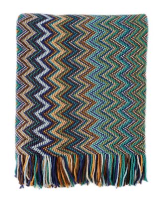 Lifestyle Colorful Chevron Bohemian Knit Throw, 51" x 80"