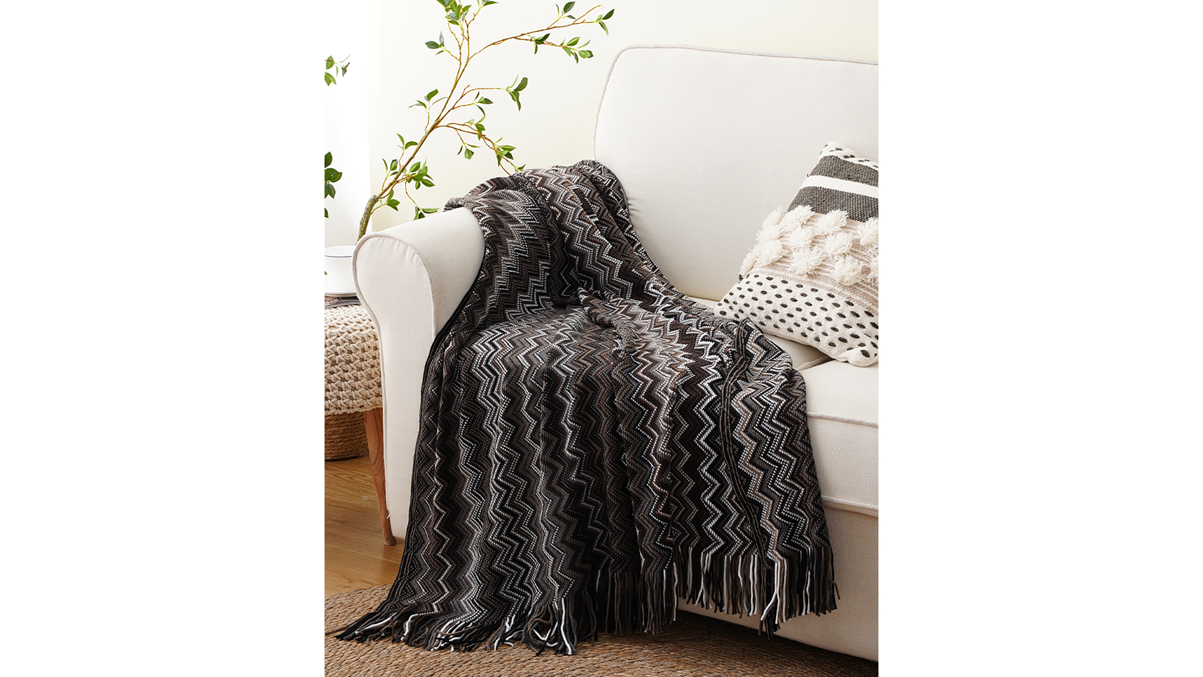 Battilo Lifestyle Colorful Chevron Bohemian Knit Throw, 51" x 80"