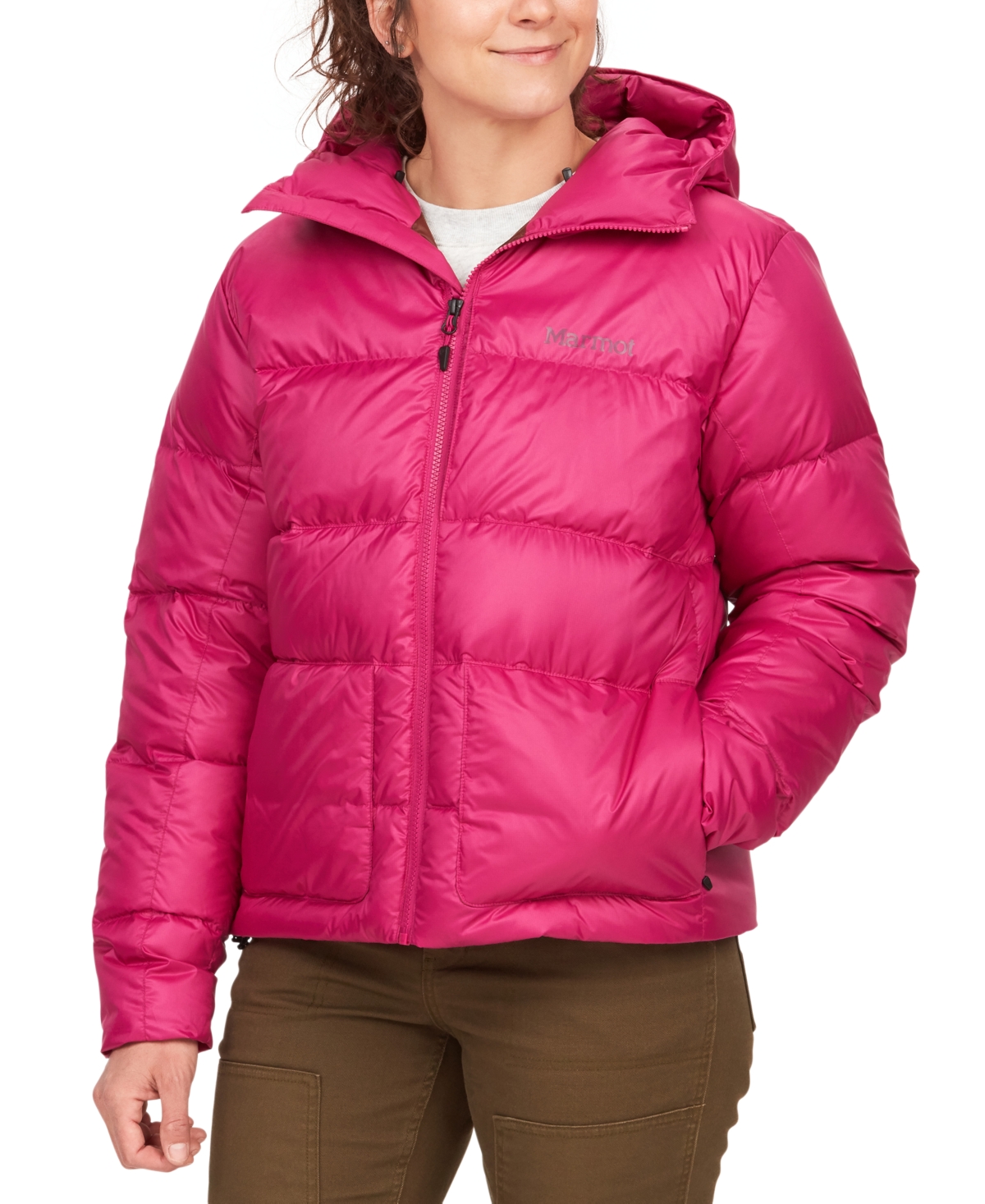 Marmot Women's Guides Hooded Down Puffer Coat In Bright Fuchsia