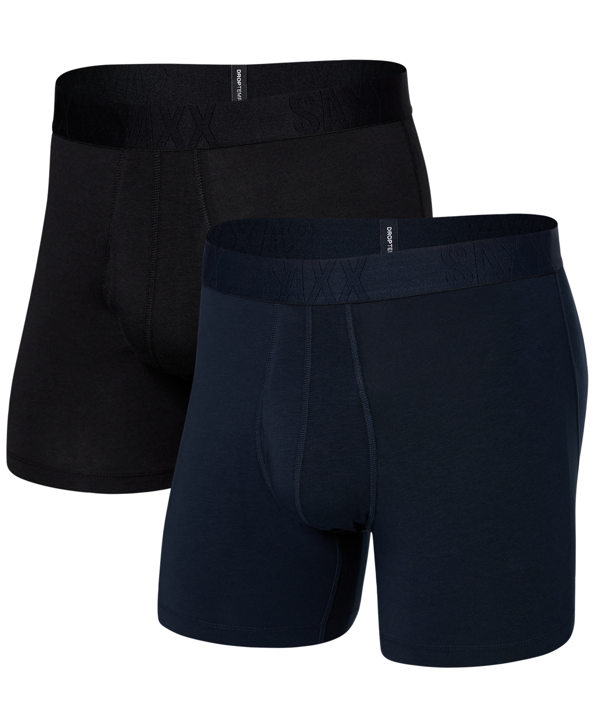 Saxx Men's Droptemp Cooling Cotton Slim Fit Boxer Briefs – 2pk In Dark Ink,black