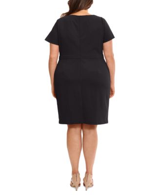 Plus Size Bow-Neck Sheath Dress