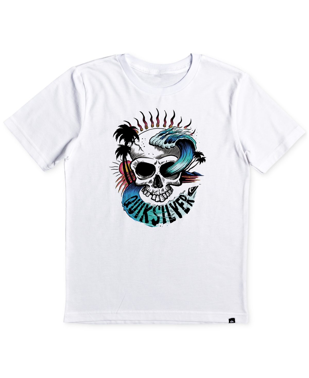 Quiksilver Kids' Big Boys Skull Wave Cotton Graphic T-shirt In White