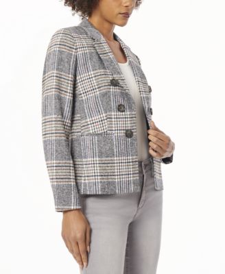 Yievot Women Casual Blazer Long Sleeve Open Front Lapel Plaid Blazer