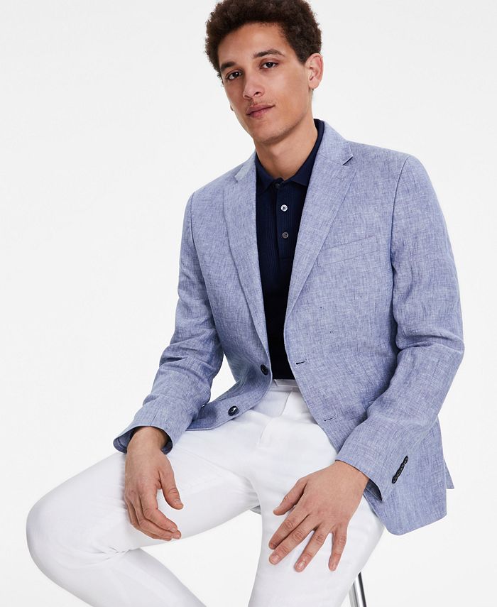Calvin Klein Men's Regular-Fit White Linen Sport Coat - Macy's